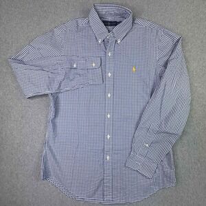 Ralph Lauren Shirt Mens M Blue Gingham Oxford Button Down Long Sleeve‎ Preppy